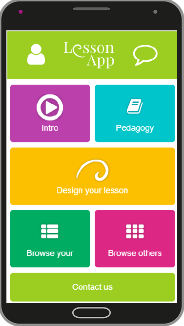 lessonapp front page on mobile